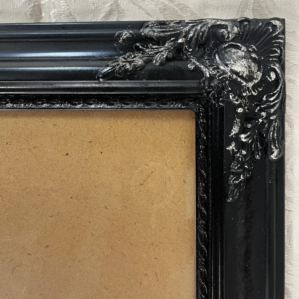 Vtg Black Ornate Picture Frame 15x18